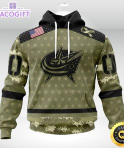 personalized nhl columbus blue jackets hoodie special camo military appreciation unisex hoodie