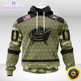 personalized nhl columbus blue jackets hoodie special camo military appreciation unisex hoodie