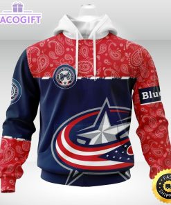 personalized nhl columbus blue jackets hoodie specialized hockey with paisley unisex 3d hoodie