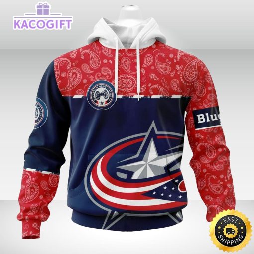 personalized nhl columbus blue jackets hoodie specialized hockey with paisley unisex 3d hoodie