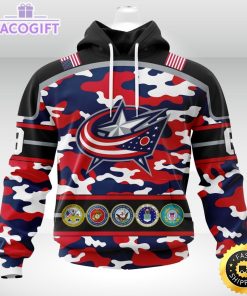 personalized nhl columbus blue jacketscamo patternand all military force logo 3d unisex hoodie