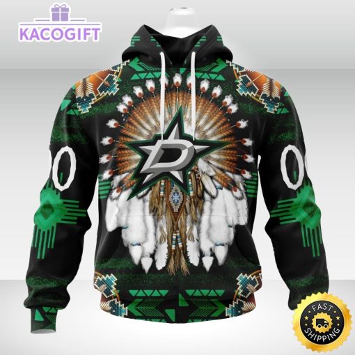 personalized nhl dallas stars hoodie special native hat costume design 3d unisex hoodie