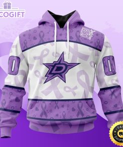 personalized nhl dallas stars special lavender hockey fights cancer all over print unisex 3d hoodie