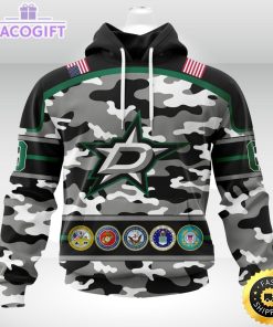 personalized nhl dallas starscamo patternand all military force logo 3d unisex hoodie