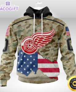 personalized nhl detroit red wings hoodie camo unisex 3d hoodie