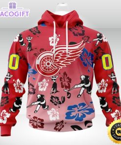 personalized nhl detroit red wings hoodie hawaiian style design for fans unisex 3d hoodie