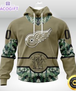 personalized nhl detroit red wings hoodie military camo with city or state flag 3d unisex hoodie