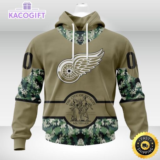 personalized nhl detroit red wings hoodie military camo with city or state flag 3d unisex hoodie