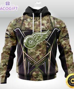 personalized nhl detroit red wings hoodie special camo color design unisex 3d hoodie