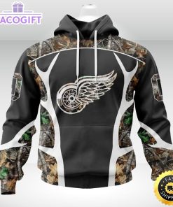 personalized nhl detroit red wings hoodie special camo hunting design unisex 3d hoodie