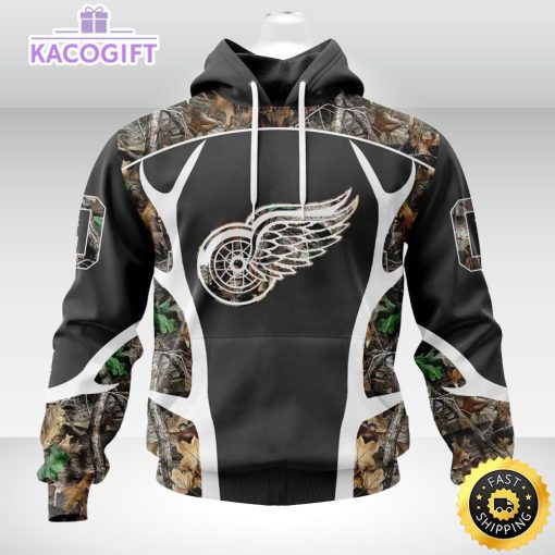 personalized nhl detroit red wings hoodie special camo hunting design unisex 3d hoodie