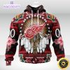personalized nhl detroit red wings hoodie special native hat costume design 3d unisex hoodie