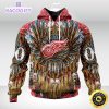 personalized nhl detroit red wings hoodie special native hat costume design unisex 3d hoodie
