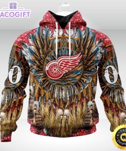 personalized nhl detroit red wings hoodie special native hat costume design unisex 3d hoodie