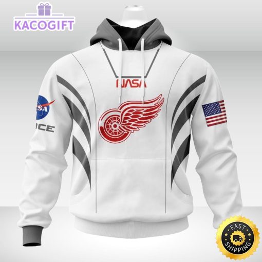 personalized nhl detroit red wings hoodie special space force nasa astronaut unisex 3d hoodie