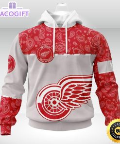 personalized nhl detroit red wings hoodie specialized hockey with paisley unisex 3d hoodie