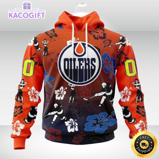 personalized nhl edmonton oilers hoodie hawaiian style design for fans unisex 3d hoodie