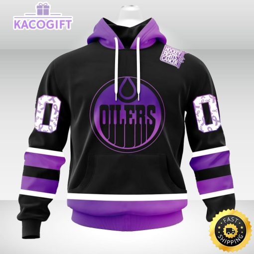 personalized nhl edmonton oilers hoodie special black hockey fights cancer unisex hoodie