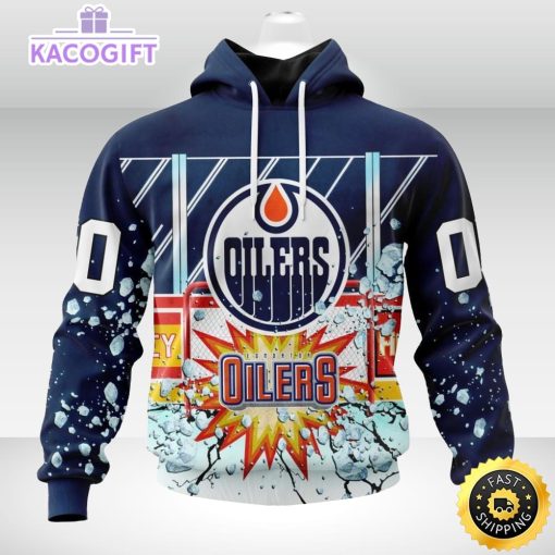 personalized nhl edmonton oilers hoodie with ice hockey arena 3d unisex hoodie