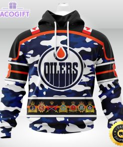 personalized nhl edmonton oilerscamo patternand all military force logo 3d unisex hoodie