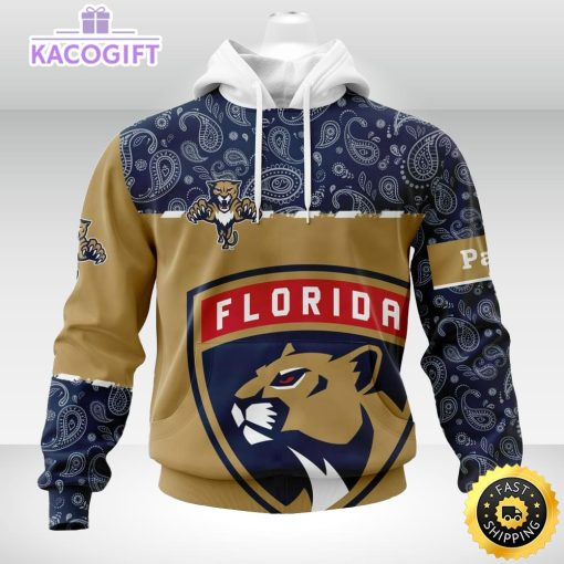 personalized nhl florida panthers hoodie specialized hockey with paisley unisex 3d hoodie