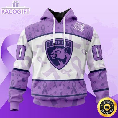 personalized nhl florida panthers special lavender hockey fights cancer all over print unisex 3d hoodie