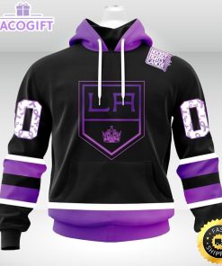 personalized nhl los angeles kings hoodie special black hockey fights cancer unisex hoodie