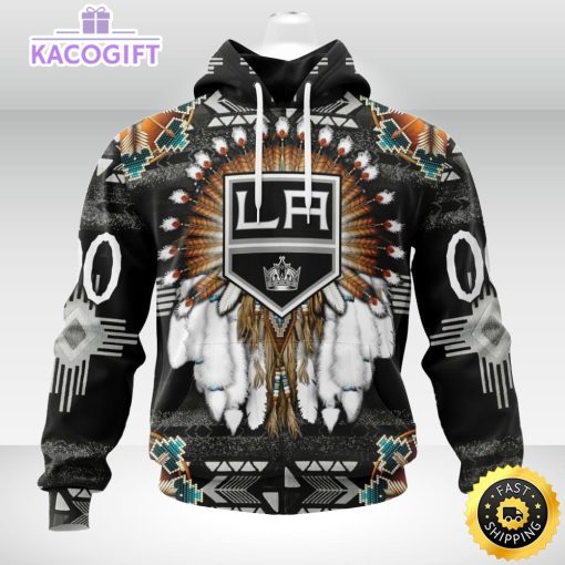 personalized nhl los angeles kings hoodie special native hat costume design 3d unisex hoodie