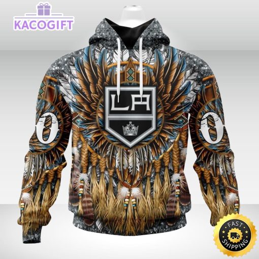 personalized nhl los angeles kings hoodie special native hat costume design unisex 3d hoodie