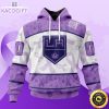 personalized nhl los angeles kings special lavender hockey fights cancer all over print unisex 3d hoodie