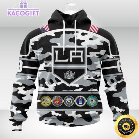 personalized nhl los angeles kingscamo patternand all military force logo 3d unisex hoodie