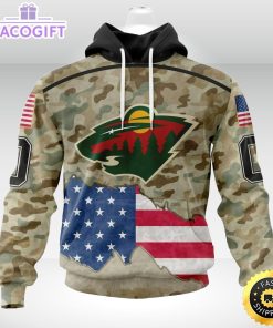 personalized nhl minnesota wild hoodie camo unisex 3d hoodie