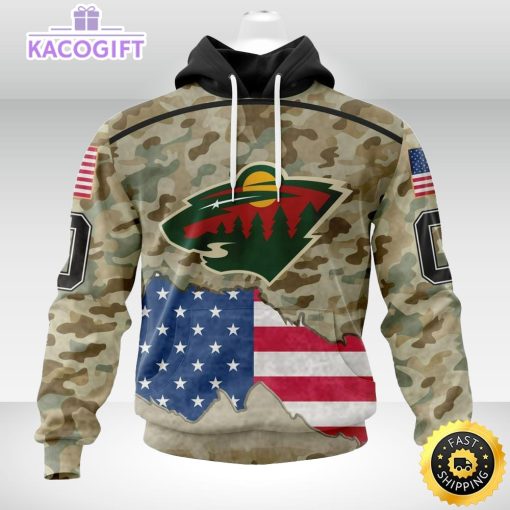 personalized nhl minnesota wild hoodie camo unisex 3d hoodie