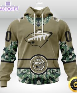 personalized nhl minnesota wild hoodie military camo with city or state flag 3d unisex hoodie