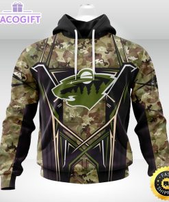 personalized nhl minnesota wild hoodie special camo color design unisex 3d hoodie