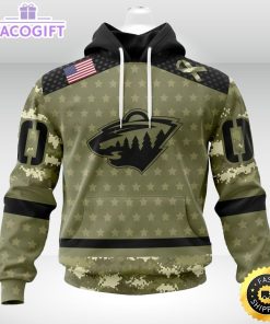 personalized nhl minnesota wild hoodie special camo military appreciation unisex hoodie