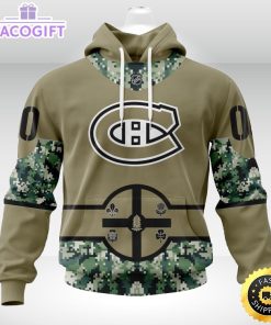 personalized nhl montreal canadiens hoodie military camo with city or state flag 3d unisex hoodie