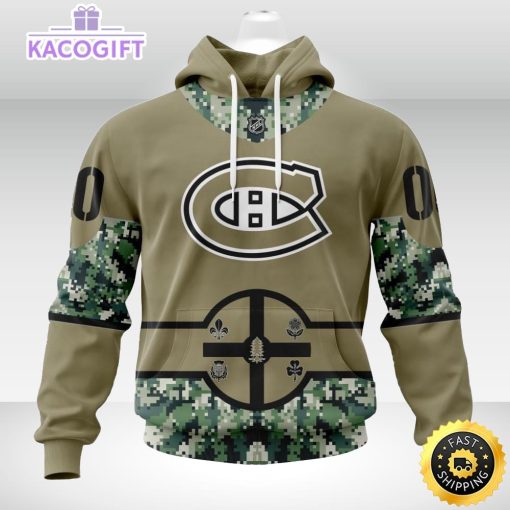 personalized nhl montreal canadiens hoodie military camo with city or state flag 3d unisex hoodie