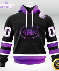 personalized nhl montreal canadiens hoodie special black hockey fights cancer unisex hoodie