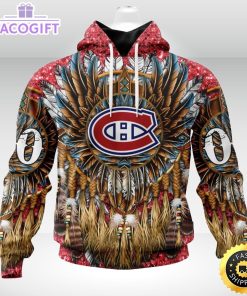 personalized nhl montreal canadiens hoodie special native hat costume design unisex 3d hoodie