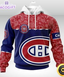 personalized nhl montreal canadiens hoodie specialized hockey with paisley unisex 3d hoodie