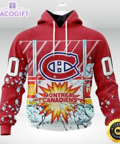 personalized nhl montreal canadiens hoodie with ice hockey arena 3d unisex hoodie