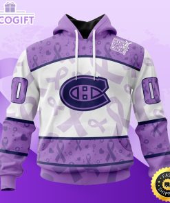 personalized nhl montreal canadiens special lavender hockey fights cancer all over print unisex 3d hoodie