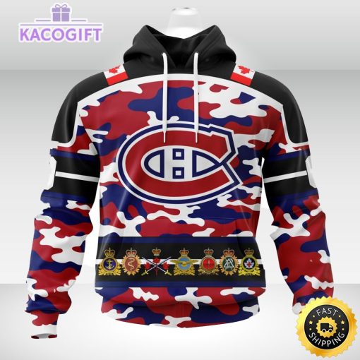 personalized nhl montreal canadienscamo patternand all military force logo 3d unisex hoodie