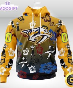 personalized nhl nashville predators hoodie hawaiian style design for fans unisex 3d hoodie