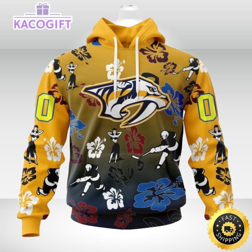 personalized nhl nashville predators hoodie hawaiian style design for fans unisex 3d hoodie