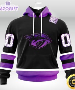personalized nhl nashville predators hoodie special black hockey fights cancer unisex hoodie