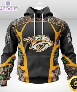 personalized nhl nashville predators hoodie special camo hunting design unisex 3d hoodie