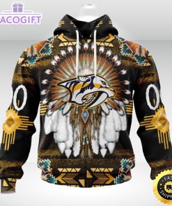 personalized nhl nashville predators hoodie special native hat costume design 3d unisex hoodie