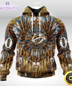 personalized nhl nashville predators hoodie special native hat costume design unisex 3d hoodie